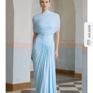 Miss Rosier Light Blue Draped Evening Gown